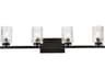 Cassie 4-Light Black And Clear Shade Glass Vanity Light
