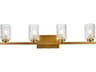 Cassie 4-Light Brass And Clear Shade Glass Vanity Light