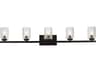 Cassie 5-Light Black And Clear Shade Glass Vanity Light