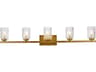 Cassie 5-Light Brass And Clear Shade Glass Vanity Light