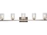 Cassie 5-Light Satin Nickel And Clear Shade Glass Vanity Light