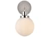 Hanson 1-Light Polished Nickel And Frosted Shade Glass Wall Sconce