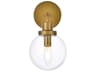 Hanson 1-Light Brass And Clear Shade Glass Wall Sconce