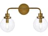 Hanson 2-Light Brass And Clear Shade Glass Vanity Light