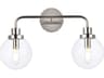 Hanson 2-Light Polished Nickel And Clear Shade Glass Vanity Light