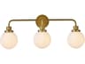 Hanson 3-Light Brass And Frosted Shade Glass Vanity Light