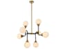 Hanson 8-Light Black Brass Glass Globe Chandelier