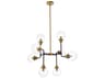 Hanson 8-Light Black And Brass Clear Shade Glass Globe Chandelier