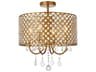 Elise 4-Light Brass Crystal Drum Semi Flush Mount
