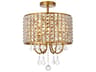 Elise 4-Light Brass Crystal Drum Semi Flush Mount