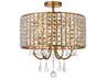 Elise 4-Light Brass Crystal Drum Semi Flush Mount