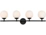 Ansley 4-Light Black Glass Vanity Light