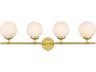 Ansley 4-Light Brass Glass Vanity Light