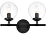 Ingrid 2-Light Black Glass Vanity Light