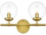 Ingrid 2-Light Brass Glass Vanity Light
