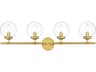 Ingrid 4-Light Brass Glass Vanity Light