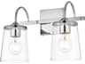 Avani 2-Light Chrome Glass Vanity Light