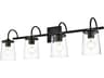 Avani 4-Light Black Glass Vanity Light