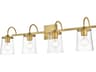 Avani 4-Light Brass Black Glass Vanity Light