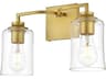 Ronnie 2-Light Brass Glass Vanity Light