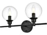 Jaelynn 2-Light Black Glass Vanity Light