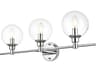 Jaelynn 3-Light Chrome Glass Vanity Light