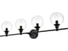 Jaelynn 4-Light Black Glass Vanity Light