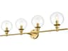 Jaelynn 4-Light Brass Glass Vanity Light
