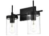 Benny 2-Light Black Glass Vanity Light