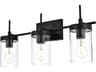 Benny 3-Light Black Glass Vanity Light