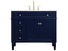 Park Avenue Single Basin Bathroom Vanity in Blue with Carrara Marble Top