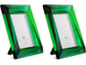 Obliquity L Green Crystal Glass Set of 2 Picture Frame