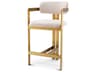 Donato Counter Stool in Brushed Brass and Bouclé Cream