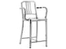 Navy Polished Aluminum Counter Stool with Arms