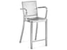 Hudson Brushed Aluminum Counter Stool with Arms