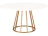 Traditions Turino Round White Concrete Brushed Gold Dining Table