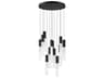 Reeds 12-Light Black Glass LED Cylinder Linear Pendant