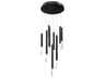 Diaphane 9-Light Black Crystal LED Cylinder Linear Pendant