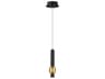 1-Light Black Gold Cylinder Mini Pendant