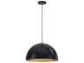 Hemisphere 1-Light Gloss Black Gold Dome Pendant