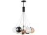Burst 12-Light Black Glass LED Globe Pendant