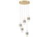 Rola 10-Light Brushed Gold Glass LED Cylinder Pendant