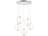Atomo 5-Light Chrome Crystal Glass Globe Pendant