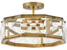 Jolie 1 Light Heritage Brass Crystal LED Geometric Semi Flush Mount