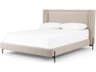 Kensington Dobson Gunmetal Perin Oatmeal Beige Upholstered Queen Platform Bed