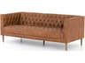 Carnegie Williams Natural Washed Camel Weathered Oak Brown Leather Sofa