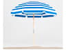Frankford Emerald Beach Ash Wood 7.5 Foot Octagon Manual Lift Patio Umbrella - Special Order Striped Fabric