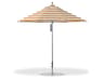Frankford Greenwich Aluminum Silver Anodized 9 Foot Octagon Pulley Lift Outdoor Patio Umbrella - Special Order Striped Fabric