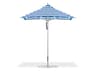 Frankford Greenwich Market Silver Anodized Aluminum 7.5 Foot Square Pulley Lift Outdoor Patio Umbrella - Special Order Striped Fabric