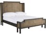 Camille King Bed with Natural Rattan Panels and Cerused Gray Finish